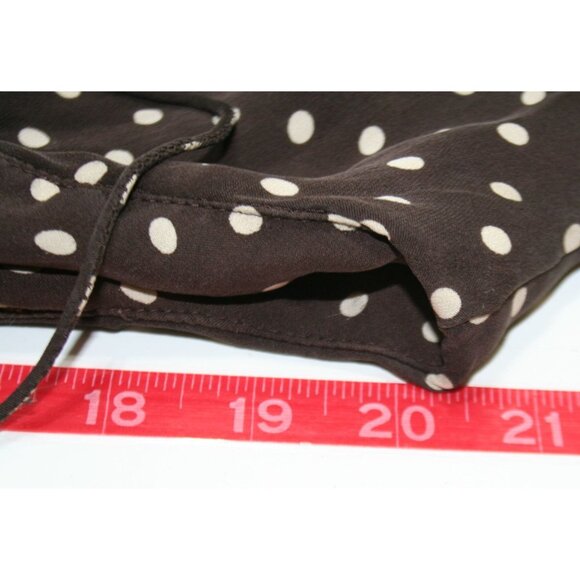Context Y2K Chocolate Brown Polka Dot 100% Silk Tiered Camisole Top Womens 12 - Picture 4 of 5
